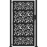 vidaXL Vrtna vrata črna 105x180 cm dizajn jeklenih listov | Shoptok.si