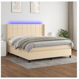  Krevet box spring s madracem LED krem 160x200 cm od tkanine | shoptok.hr