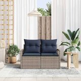  2-sedežni vrtni kavč z blazinami siv poly rattan, (22015739) | Shoptok.si