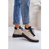 ARTIKER Lightweight Leather Sports Shoes On Platform Beige | Shoptok.si