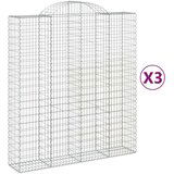  Obokane gabion košare 3 kosi 200x50x220/240 cm pocinkano železo, (20757850) | Shoptok.si