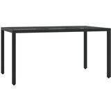  5-dijelni vrtni blagovaonski set s jastucima od poliratana crni Crna 150 cm table length | shoptok.hr