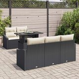  6-delna vrtna sofa garnitura z blazinami črn poli ratan, (22093129) | Shoptok.si