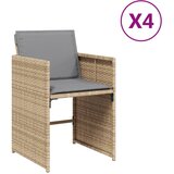 vidaXL Vrtni stoli z blazinami 4 kosi bež poli ratan, (21143077) | Shoptok.si