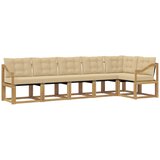 vidaXL Zunanja garnitura za sedenje z blazino 6 pcs Bela in bež, (5000282235) | Shoptok.si