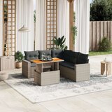  6-dijelni set vrtnih sofa od poliratana s jastucima sivi | shoptok.hr
