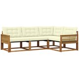 vidaXL Zunanja garnitura za sedenje z blazino 4 pcs Naravna in smetana, (5000273329) | Shoptok.si