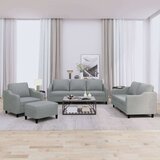 vidaXL sedežna garnitura 4-delna z blazinami svetlo sivo blago, (20923277) | Shoptok.si