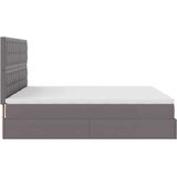 vidaXL Otomanski posteljni okvir z vzmetnicami siv 180x200cm um. usnje | Shoptok.si