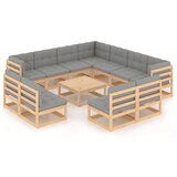  Vrtna sedežna garnitura 12-delna z blazinami trdna borovina, (20703827) | Shoptok.si