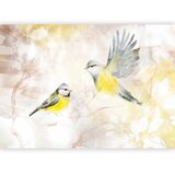  Foto tapeta - Painted tits - bird motif with patterns in yellow and beige tones 450x315 Standard | shoptok.hr
