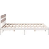vidaXL Krevet okvir s uzglavljem Bijeli 140x200 cm Čvrsto drvo Bor | shoptok.hr
