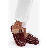 Boto Women's slippers with fur and embroidery burgundy Perivelle | Shoptok.si