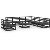  The Living Store Vrtna sedežna garnitura 10-delna črna trdna borovina - Vrtna Sedežna Garnitura, (21445192) | Shoptok.si