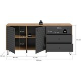 Livetastic Široka Komoda Prisma, Barva Hrasta, Antracit | Shoptok.si