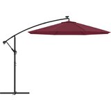  Konzolni vrtni suncobran LED s čeličnim stupom crvena boja vina | shoptok.hr