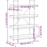  Regal za knjige s 4 razine boja hrasta 100x33x145,5 cm drveni | shoptok.hr