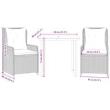  3-dijelni vrtni blagovaonski set od poliratana s jastucima bež | shoptok.hr