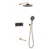ELITE EDITION Luksuzni termostatski podometni tuš sistem BCS1603 z zaslonom — Bakreno crna — Tri izliva | Shoptok.si
