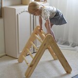 MeowBaby Trikotnik iz borovega lesa v naravni barvi 60x60x60 cm Montessori - | Shoptok.si