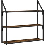Maison Chic Stenska polica - Viseča Polica 3-nadstropna dim. hrast 80x21x78,5 cm inž. les, (21793943) Cene