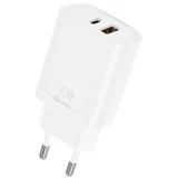 Polnilnik Qcharx Eros 3A 33 W, 2 vhoda tipa C + 1 vhod USB, bela, (21580855)
