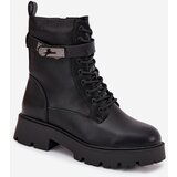 Boto Women's Work Boots With Decorative Strap Insulated Eco Leather Black Selita | shoptok.hr