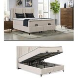 Hom`in POSTELJA Z VZMETNICO 180 cm x 200 cm , kovina, umetna masa, tekstil, leseni material bež | Shoptok.si