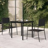  Vrtni blagovaonski stol crni 80 x 80 x 74 cm od čelika i stakla | shoptok.hr