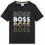 Boss Otroška bombažna kratka majica črna barva