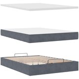 vidaXL Otomanska postelja z vzmetnico&LEDs temno siva 140x200cm žamet | Shoptok.si