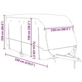 vidaXL Prevleka za prikolico siva 550x250x220 cm netkana tkanina | Shoptok.si