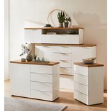 XORA komoda, bela, barve hrasta | Shoptok.si