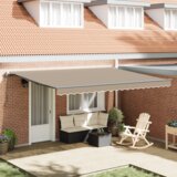 vidaXL Samodejna zložljiva tenda Bež 450x350 cm, Nadomestna tkanina za tende 4,5x3,5 m okvir Bež | Shoptok.si