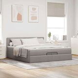  Otomanski okvir kreveta s madracima smeđesivi 200x200cm tkanine | shoptok.hr