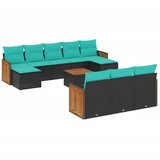 vidaXL 11-delni vrtni komplet sedežnih garnitur z blazinami črne barve poli ratan, (5000294251) | Shoptok.si