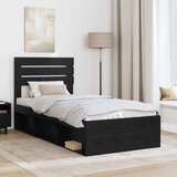  Okvir za krevet Crna 100 x 200 cm Čvrsto borovo drvo | shoptok.hr