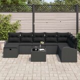 vidaXL 9-delni vrtni kavč komplet s blazinami črnega poli ratana | Shoptok.si