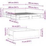  Okvir kreveta s ladicama siva boja betona 200x200 cm drveni | shoptok.hr