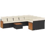  10-dijelni set vrtnih sofa s jastucima crni od poliratana | shoptok.hr