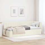 vidaXL Kotna postelja z vzglavjem krema 80 x 200 cm Žamet | Shoptok.si