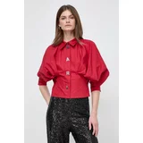 Karl Lagerfeld Bombažna srajca ženska, rdeča barva