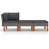 Maison Chic Seti vrtnega pohištva - Vrtna garnitura - Vrtni pohištvo set 3-delna poli ratan in trden evkaliptus, (21820208) | Shoptok.si