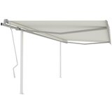 vidaXL ročno zložljiva tenda s stebrički 4,5x3 m krem | Shoptok.si