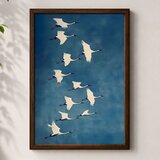 Wallxpert uramljena mdf slika 3752KACT-008, jato belih ždralova na plavom nebu, 37 x 52 cm | Eponuda.com