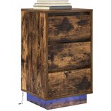  Noćni ormarić s LED svjetlima boja dimljenog hrasta 38x34x65 cm | shoptok.hr