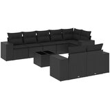  9-dijelni set vrtnih sofa s jastucima crni od poliratana | shoptok.hr