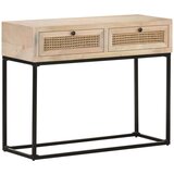 vidaXL Konzolni stol 100x35x76 cm masivno drvo manga i prirodna trska | shoptok.hr