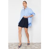 Trendyol Navy Blue Striped Mini High Waist Knitted Shorts Skirt cene