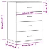  Komoda 2 kom boja dimljenog hrasta 60x39x80cm konstruirano drvo | shoptok.hr